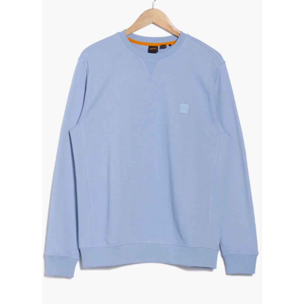 New Hugo BOSS  French Terry 100% Cotton Pullover Sweater, light blue Size XL